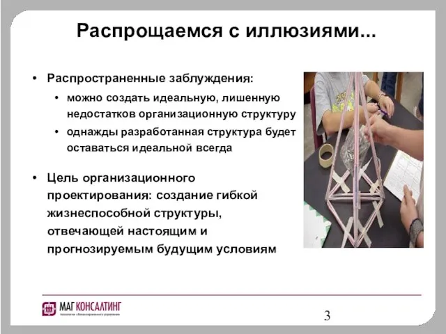 Распрощаемся с иллюзиями... Распространенные заблуждения: можно создать идеальную, лишенную недостатков организационную структуру