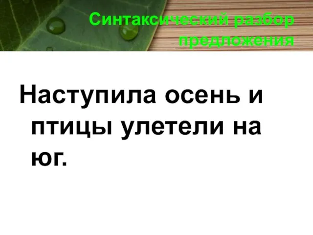 Синтаксический разбор предложения Наступила осень и птицы улетели на юг.