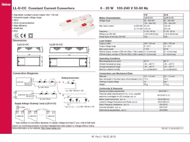 M. Paul / 18.02.2010 Data sheet: LL-U-CC