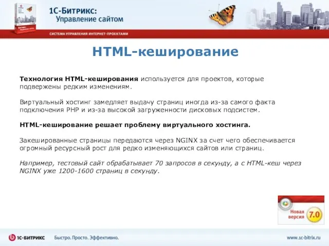 HTML-кеширование Технология HTML-кеширования используется для проектов, которые подвержены редким изменениям. Виртуальный хостинг