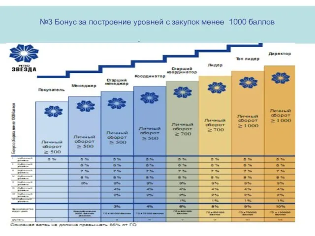 №3 Бонус за построение уровней с закупок менее 1000 баллов