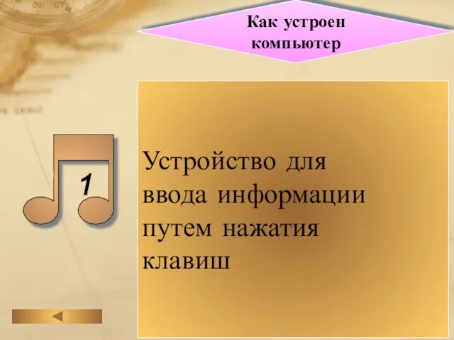 Как устроен компьютер Устройство для ввода информации путем нажатия клавиш