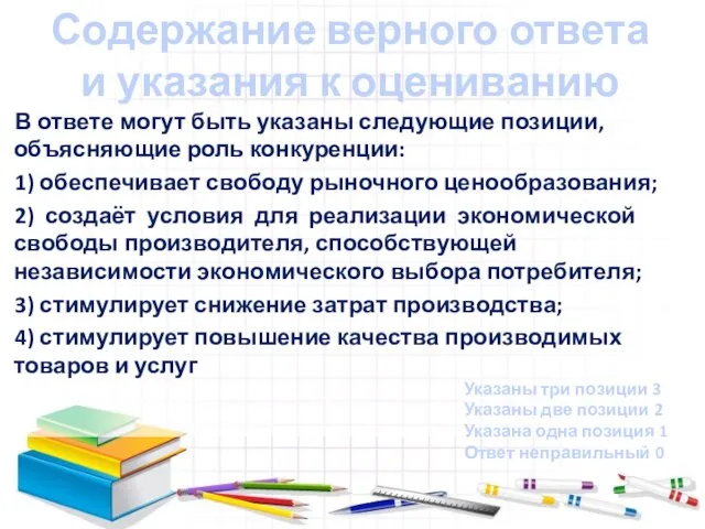 Содержание верного ответа и указания к оцениванию В ответе могут быть указаны