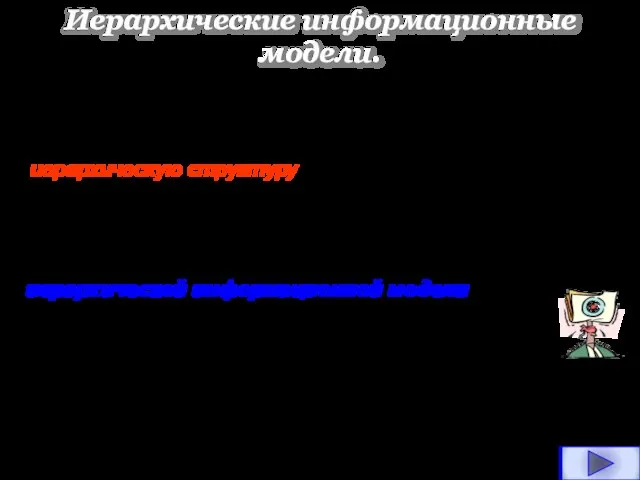 Иерархические информационные модели. В процессе классификации объектов часто строятся информационные модели, которые