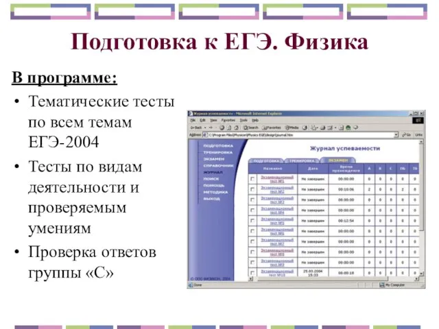 Подготовка к ЕГЭ. Физика В программе: Тематические тесты по всем темам ЕГЭ-2004