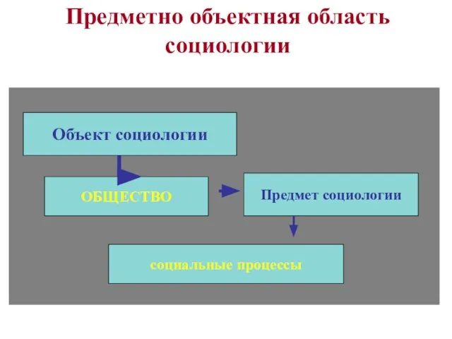 Предметно объектная область социологии Объект социологии ОБЩЕСТВО социальные процессы Предмет социологии