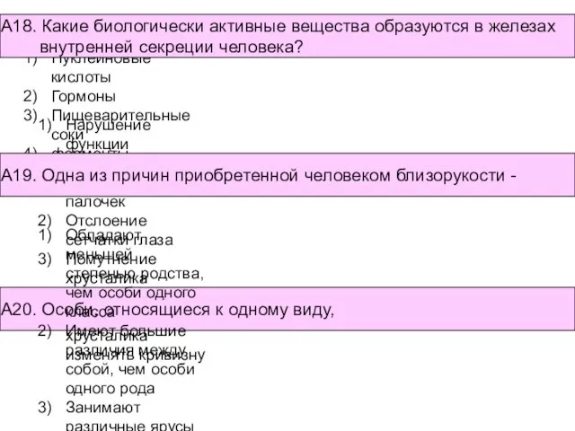 Нарушение функции фоторецепторов: колбочек и палочек Отслоение сетчатки глаза Помутнение хрусталика Уменьшение