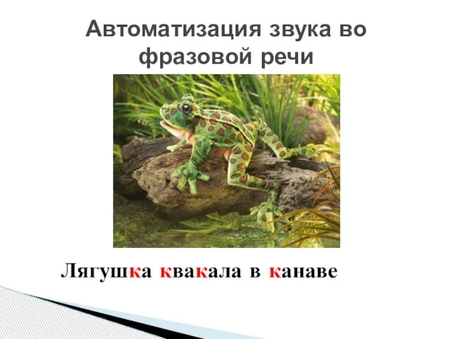 Автоматизация звука во фразовой речи Лягушка квакала в канаве