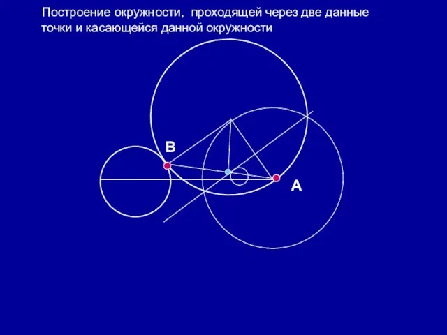 А В Построение окружности, проходящей через две данные точки и касающейся данной окружности