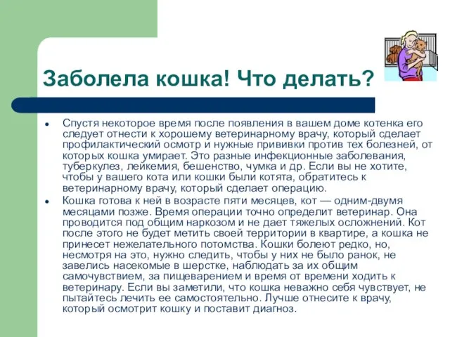 Заболела кошка! Что делать? Спустя некоторое время после появления в вашем доме