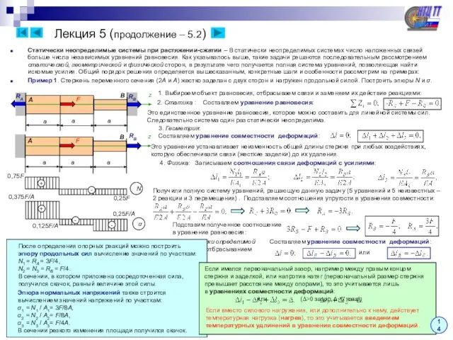 Лекция 5 (продолжение – 5.2) Статически неопределимые системы при растяжении-сжатии – В