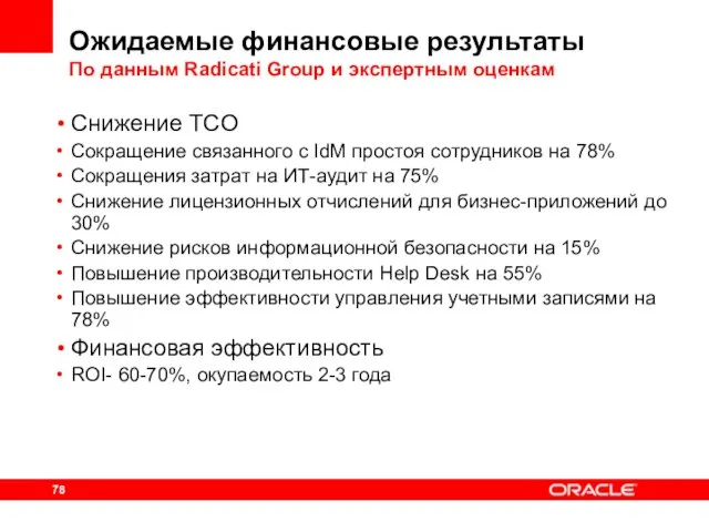 Ожидаемые финансовые результаты По данным Radicati Group и экспертным оценкам Снижение TCO