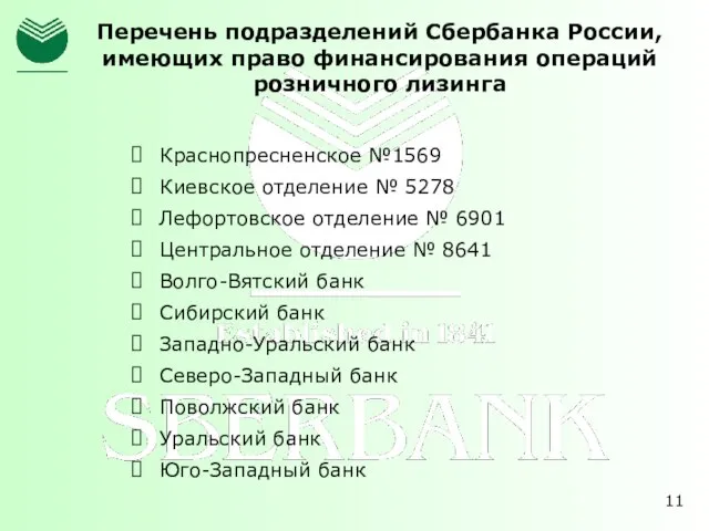 Краснопресненское №1569 Киевское отделение № 5278 Лефортовское отделение № 6901 Центральное отделение