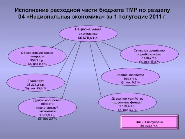 Исполнение расходной части бюджета ТМР по разделу 04 «Национальная экономика» за 1