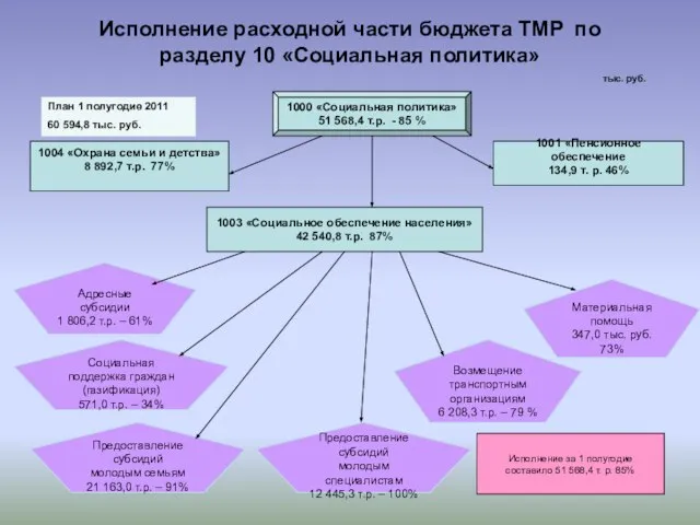 Исполнение расходной части бюджета ТМР по разделу 10 «Социальная политика» тыс. руб.