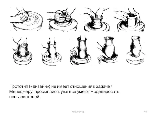 Прототип («дизайн») не имеет отношения к задаче? Менеджеру: просыпайся, уже все умеют моделировать пользователей. twitter @op