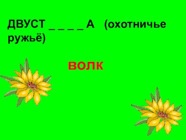 ДВУСТ _ _ _ _ А (охотничье ружьё) волк