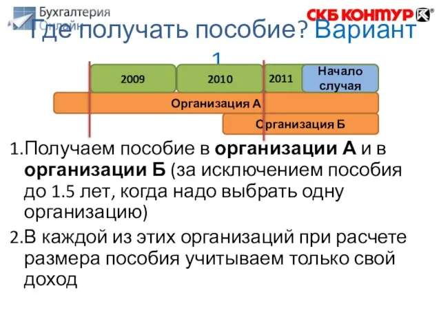 Получаем пособие в организации А и в организации Б (за исключением пособия