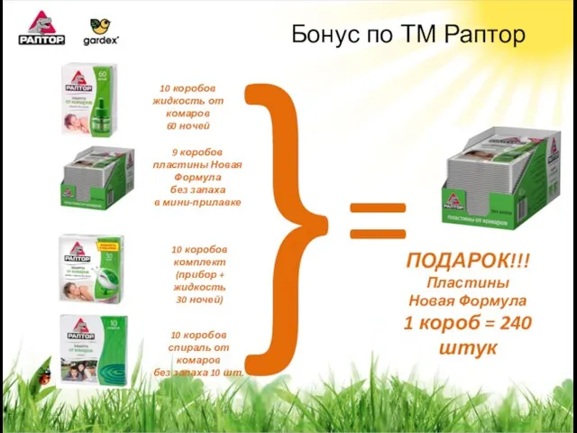 Бонус по ТМ Раптор 9 коробов пластины Новая Формула без запаха в