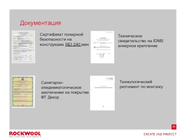 Документация Сертификат пожарной безопасности на конструкцию REI 240 мин Техническое свидетельство на