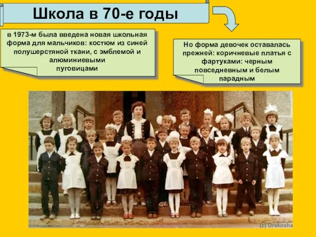 Школа в 70-е годы . в 1973-м была введена новая школьная форма