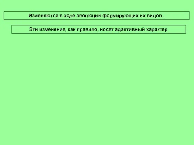 Изменяются в ходе эволюции формирующих их видов . Эти изменения, как правило, носят адаптивный характер