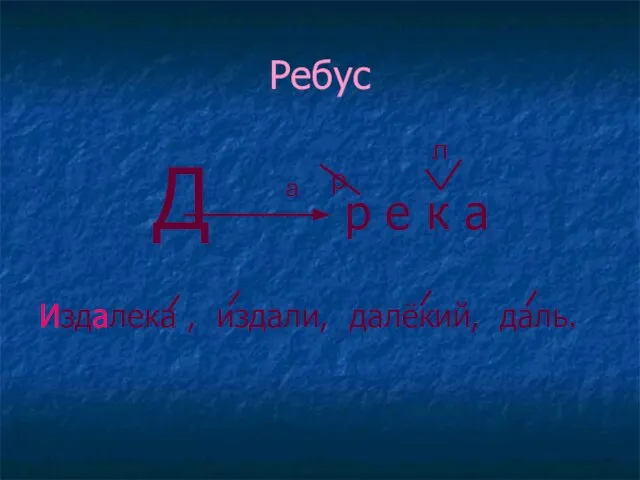 Ребус Д р е к а Издалека , издали, далёкий, даль. а р л