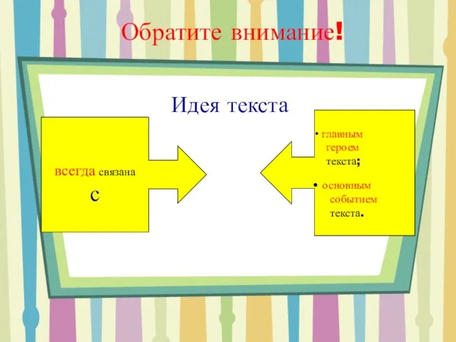 Обратите внимание! Идея текста всегда связана с главным героем текста; основным событием текста.