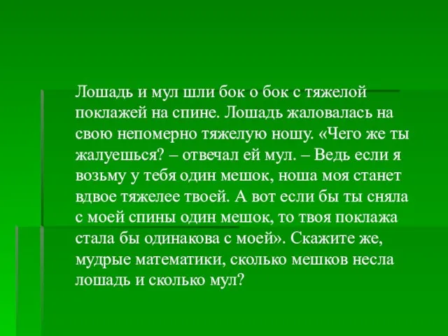 Лошадь и мул шли бок о бок с тяжелой поклажей на спине.