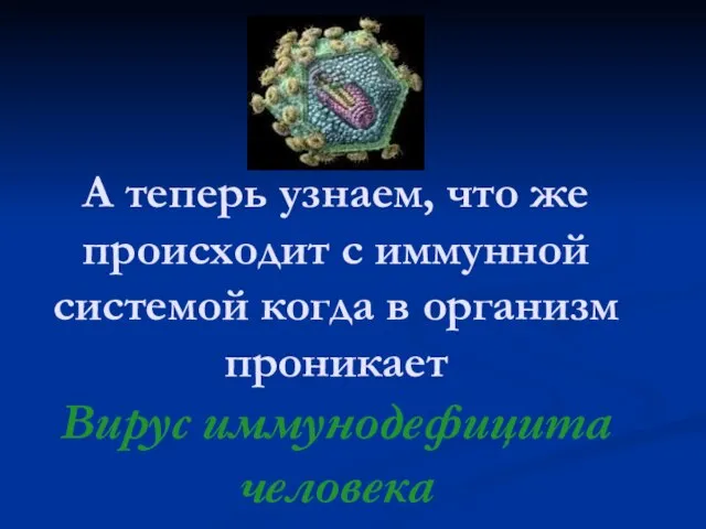 А теперь узнаем, что же происходит с иммунной системой когда в организм проникает Вирус иммунодефицита человека