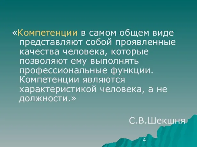 «Компетенции в самом общем виде представляют собой проявленные качества человека, которые позволяют