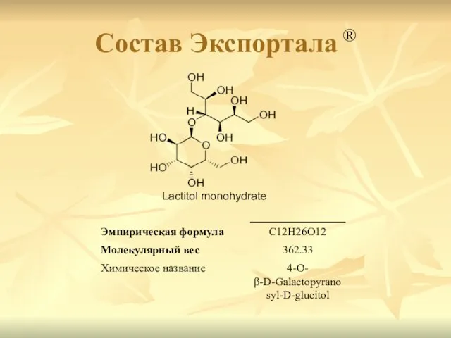 Состав Экспортала ® Lactitol monohydrate