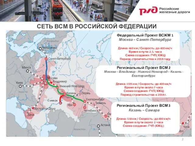 СЕТЬ ВСМ В РОССИЙСКОЙ ФЕДЕРАЦИИ Федеральный Проект ВСЖМ 1 Москва – Санкт-Петербург