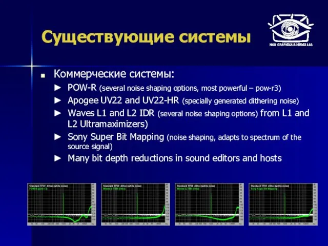 Существующие системы Коммерческие системы: POW-R (several noise shaping options, most powerful –