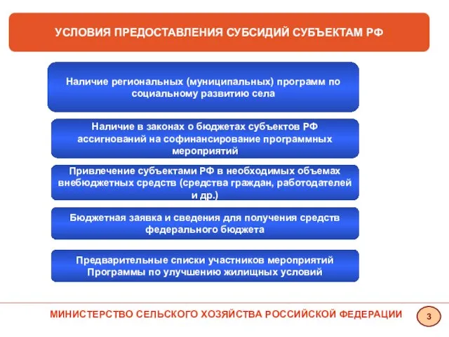 УСЛОВИЯ ПРЕДОСТАВЛЕНИЯ СУБСИДИЙ СУБЪЕКТАМ РФ Наличие региональных (муниципальных) программ по социальному развитию