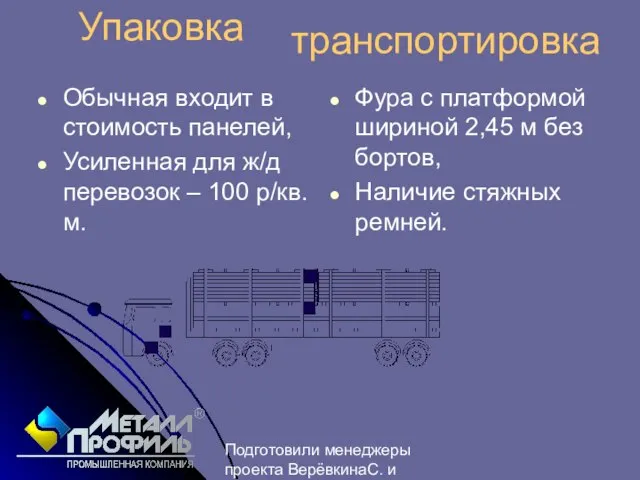 Подготовили менеджеры проекта ВерёвкинаС. и Лебедев М. Упаковка Обычная входит в стоимость