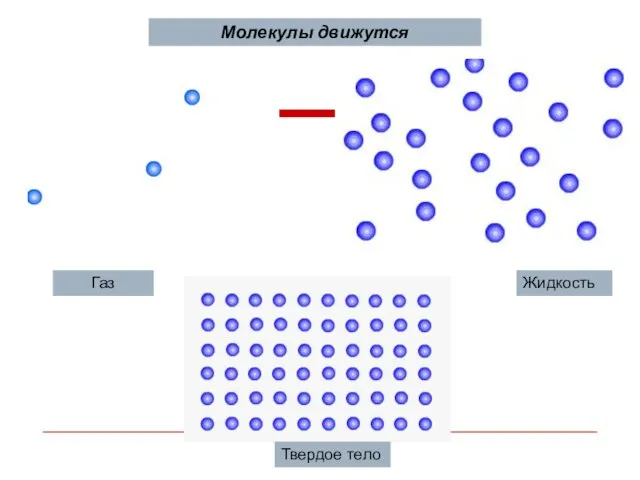 Жидкость Газ Твердое тело Молекулы движутся