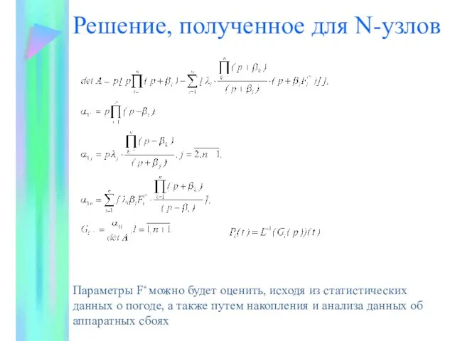 Решение, полученное для N-узлов Параметры F* можно будет оценить, исходя из статистических