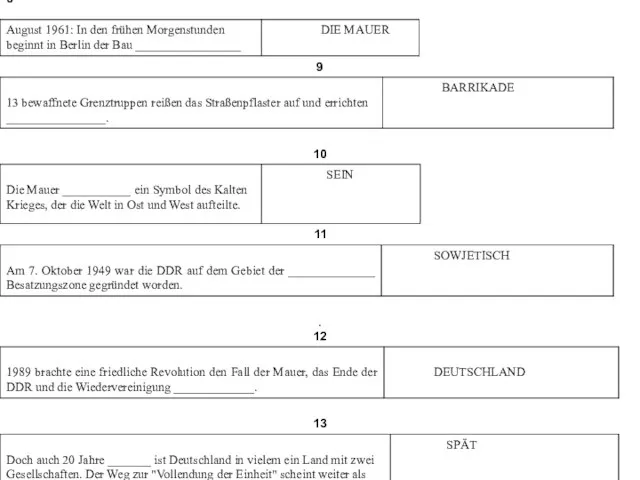 Deutsche Teilung - Deutsche Einheit 8 9 10 11 . 12 13