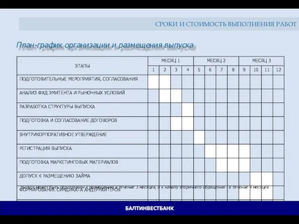 План-график организации и размещения выпуска Выпуск может быть подготовлен к размещению в