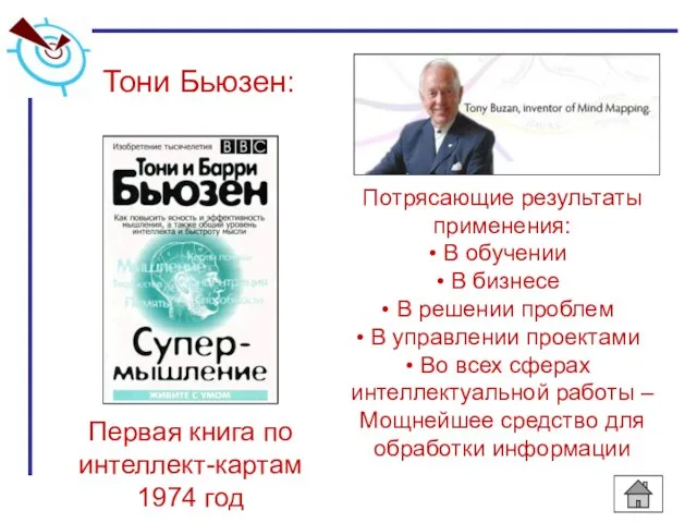 Тони Бьюзен: Первая книга по интеллект-картам 1974 год Потрясающие результаты применения: В