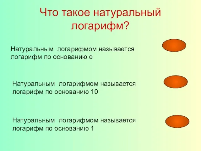 Что такое натуральный логарифм? Натуральным логарифмом называется логарифм по основанию е Натуральным