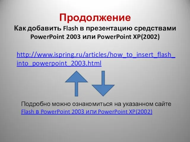 Продолжение Как добавить Flash в презентацию средствами PowerPoint 2003 или PowerPoint XP(2002)