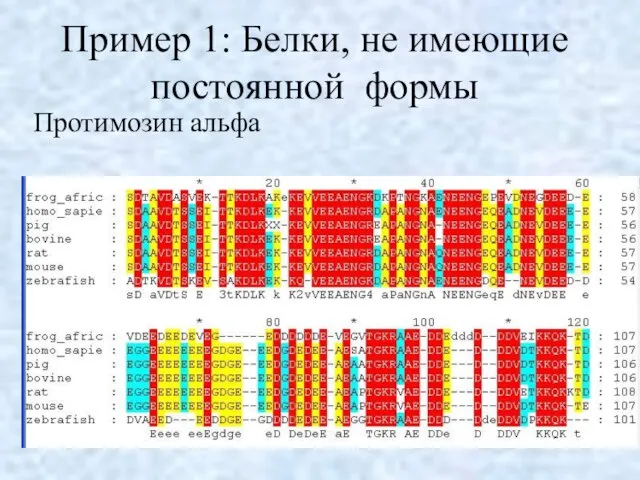 Пример 1: Белки, не имеющие постоянной формы Протимозин альфа