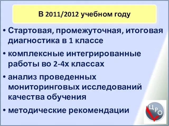 Стартовая, промежуточная, итоговая диагностика в 1 классе комплексные интегрированные работы во 2-4х