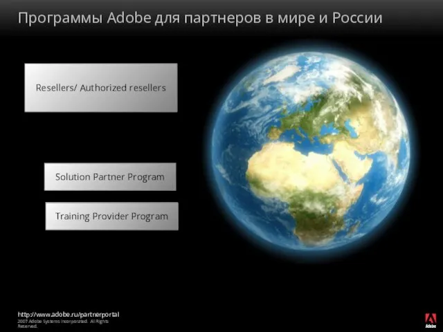Программы Adobe для партнеров в мире и России Resellers/ Authorized resellers Solution