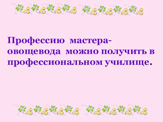 Профессию мастера-овощевода можно получить в профессиональном училище.