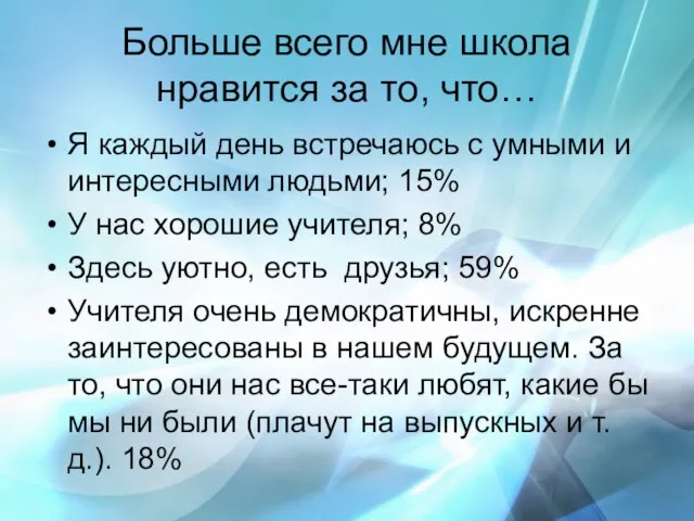 Больше всего мне школа нравится за то, что… Я каждый день встречаюсь