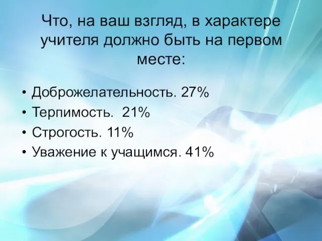 Что, на ваш взгляд, в характере учителя должно быть на первом месте: