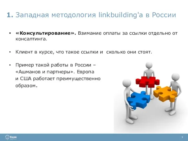 1. Западная методология linkbuilding'a в России 5 «Консультирование». Взимание оплаты за ссылки